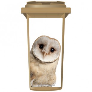 Cute Barn Owl Wheelie Bin Sticker Panel